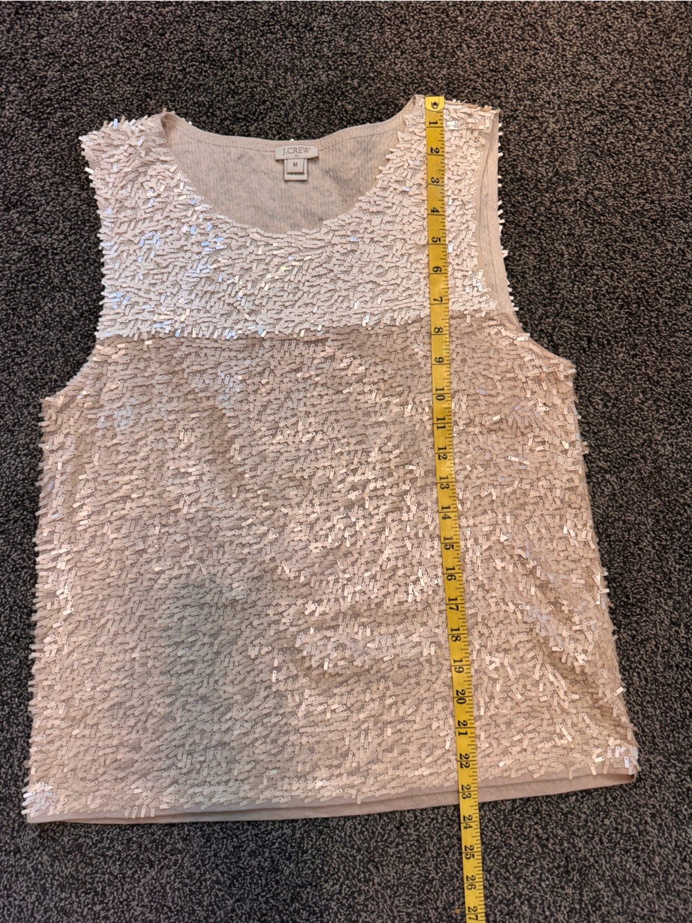 J.Crew Woman’s Size Medium Sequined Sleeveless Embellished Top Champagne - Picture 13 of 13